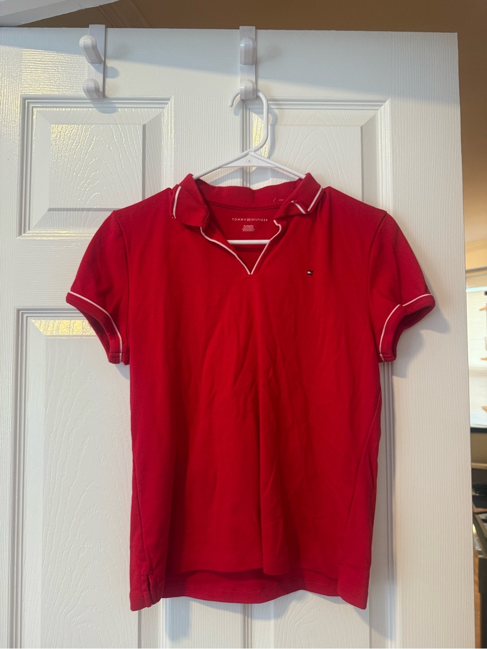 Tommy Hilfiger Women's Red Polo-Style Button Down Shirt